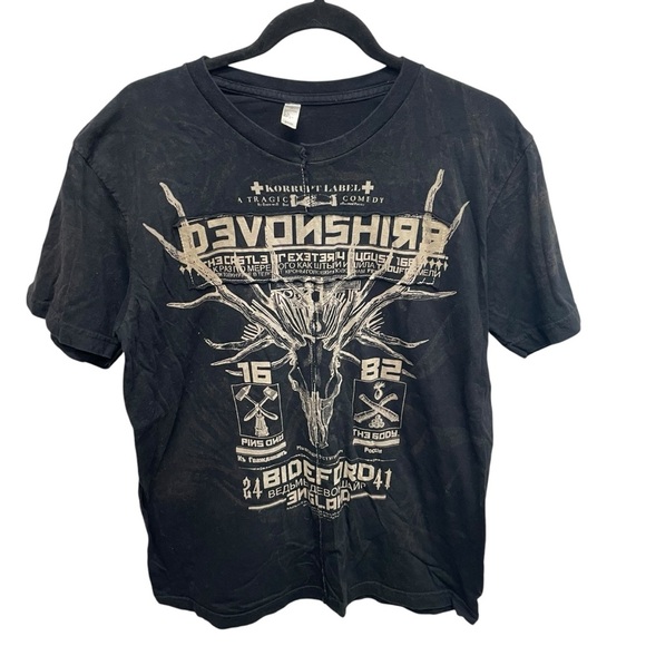 Korrupt label Men’s tshirt deer skull heavy metal style graphic tee large grunge - Picture 1 of 6